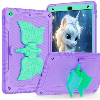 EIDERWOOD iPad 10.2" - Børnecover med enhjørningstativ - Lilla/Grøn EIDERWOOD iPad 10.2" - Børnecover med enhjørningstativ - Lilla/Grøn