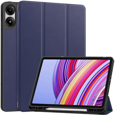 Blå Tri-Fold Lædercover til Xiaomi Redmi Pad Pro med Stylus Holder Blå Tri-Fold Lædercover til Xiaomi Redmi Pad Pro med Stylus Holder