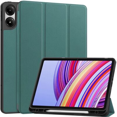 Xiaomi Redmi Pad Pro Tri-Fold Lædercover med Stylus Holder - Grøn Xiaomi Redmi Pad Pro Tri-Fold Lædercover med Stylus Holder - Grøn