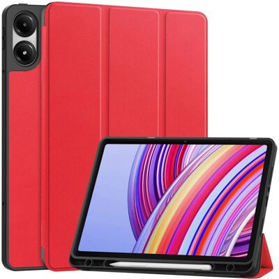 Rød Tri-Fold Kunst Læder Cover til Xiaomi Redmi Pad Pro - Tablet Cover Rød Tri-Fold Kunst Læder Cover til Xiaomi Redmi Pad Pro - Tablet Cover
