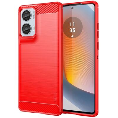 Børstet Carbon Mobilcover - Motorola Moto G85 (5G) / S50 Neo (5G) - Rød Børstet Carbon Mobilcover - Motorola Moto G85 (5G) / S50 Neo (5G) - Rød