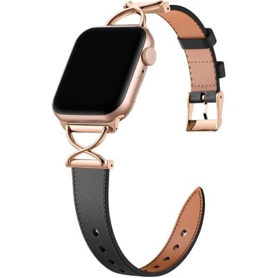 EIDERWOOD Apple Watch Rem - Sort / Rose Gold - Klassisk kunstlæder, 38/40/SE/41/42mm EIDERWOOD Apple Watch Rem - Sort / Rose Gold - Klassisk kunstlæder, 38/40/SE/41/42mm