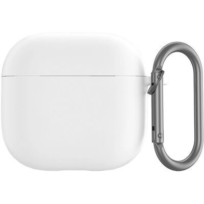 Siliconecover til AirPods 4. generation med karabinhage - Hvid Siliconecover til AirPods 4. generation med karabinhage - Hvid
