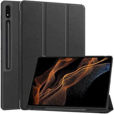 Tri-Fold Lædercover til Samsung Galaxy Tab S10 Ultra - Stander & Pencil Holder Tri-Fold Lædercover til Samsung Galaxy Tab S10 Ultra - Stander & Pencil Holder