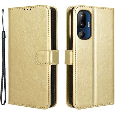 Guld Lædercover til HTC U24 Pro (5G) med Pung & Strop - Mobilcover Guld Lædercover til HTC U24 Pro (5G) med Pung & Strop - Mobilcover