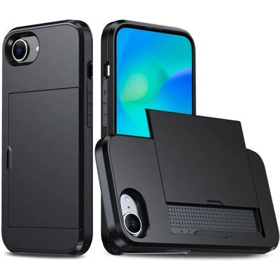 EIDERWOOD iPhone 16e Bagsidecover med Kortholder - Sort EIDERWOOD iPhone 16e Bagsidecover med Kortholder - Sort