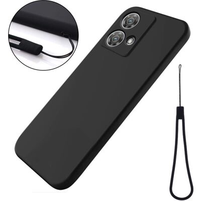 EIDERWOOD Motorola Edge 40 Neo væskesilikon deksel med stropp - Svart EIDERWOOD Motorola Edge 40 Neo væskesilikon deksel med stropp - Svart
