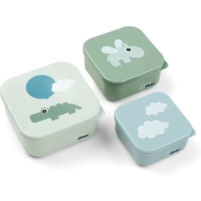 Conjunto de caixas para lanches Happy Clouds - Verde - 3 peças Conjunto de caixas para lanches Happy Clouds - Verde - 3 peças