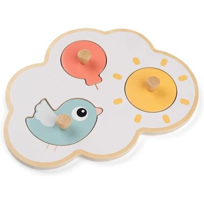 Puzzle in Legno Happy Clouds di Done by Deer - Giocattolo Educativo 12-24 Mesi Puzzle in Legno Happy Clouds di Done by Deer - Giocattolo Educativo 12-24 Mesi