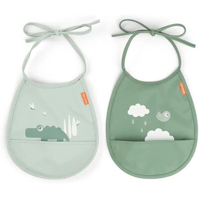 Bavaglini per bambini Done by Deer - Croco Verde 2-Pack Bavaglini per bambini Done by Deer - Croco Verde 2-Pack
