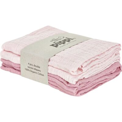 Lingettes en mousseline Pippi Baby - 65x65cm - Lot de 4 - Poudre Lingettes en mousseline Pippi Baby - 65x65cm - Lot de 4 - Poudre