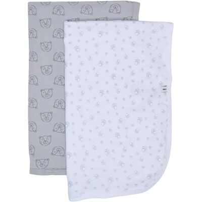 Couverture Pippi pour Bébé - 70x70 - Pack de 2 - Blanc/Gris Clair/Bronze Couverture Pippi pour Bébé - 70x70 - Pack de 2 - Blanc/Gris Clair/Bronze