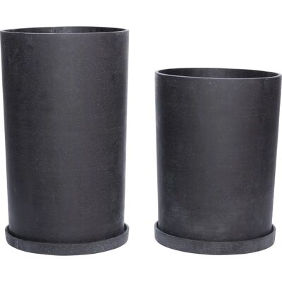 Ensemble de 2 pots Hübsch en anthracite - Intérieur/Extérieur - Publicité Ensemble de 2 pots Hübsch en anthracite - Intérieur/Extérieur - Publicité