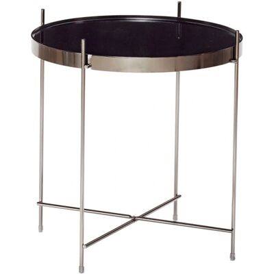 Szary metalowy stolik Hübsch z lustrem - Ø43x45cm Szary metalowy stolik Hübsch z lustrem - Ø43x45cm