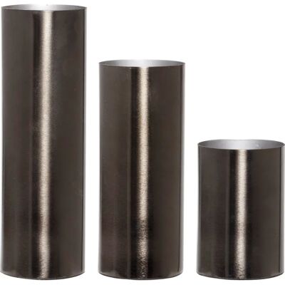 Ensemble de 3 vases en métal gris Hübsch - Vase - Publicité Ensemble de 3 vases en métal gris Hübsch - Vase - Publicité