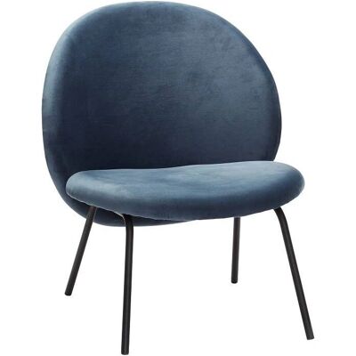 Hübsch Blauer Samt Lounge Chair mit Metallbasis Hübsch Blauer Samt Lounge Chair mit Metallbasis
