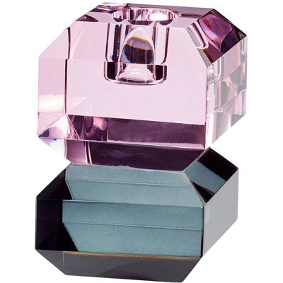 Hübsch Gem Candle Holder - Glass and Crystal - Pink/Gray - Candle Holder Hübsch Gem Candle Holder - Glass and Crystal - Pink/Gray - Candle Holder