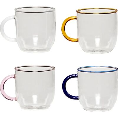 Hübsch Interior - Set di 4 tazze in vetro, multicolore Hübsch Interior - Set di 4 tazze in vetro, multicolore