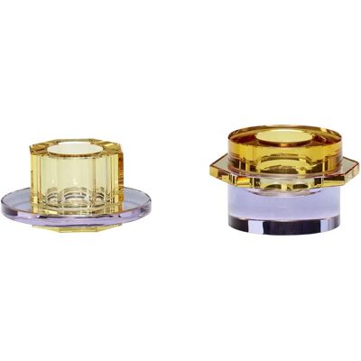 Hübsch Kiosk Kerzenständer - Bernstein/Lila - 2er-Set Hübsch Kiosk Kerzenständer - Bernstein/Lila - 2er-Set