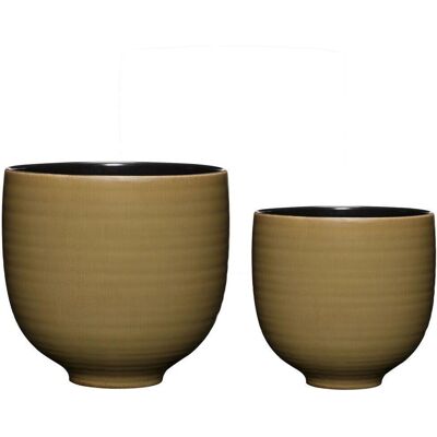 Lot de 2 pots Yuka Hübsch - Vert - Pot de plante, Style rustique - Publicité Lot de 2 pots Yuka Hübsch - Vert - Pot de plante, Style rustique - Publicité