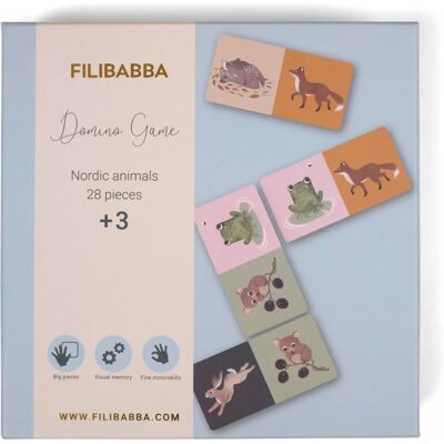Filibabba Blaues Nordisches Tier Domino - 28 Große Teile - Kognitives Spiel Filibabba Blaues Nordisches Tier Domino - 28 Große Teile - Kognitives Spiel