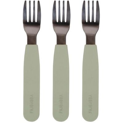 Filibabba Rustfritt stål & silikon gaffelsett - Grønn - Barnevennlig bestikk Filibabba Rustfritt stål & silikon gaffelsett - Grønn - Barnevennlig bestikk