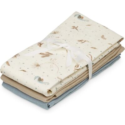 Chiffons en mousseline bio Cam Cam - lot de 3 - Sea Garden Chiffons en mousseline bio Cam Cam - lot de 3 - Sea Garden