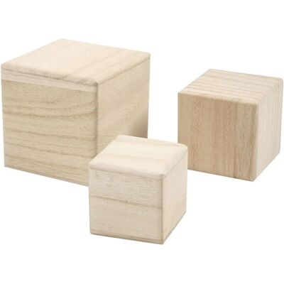 Creativ Company Houten Kubussen - 3er Set Natur - Spiel- & Bastelbedarf Creativ Company Houten Kubussen - 3er Set Natur - Spiel- & Bastelbedarf