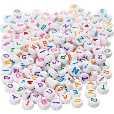 CC Hobby Buchstaben-Perlen - 7mm Weiße Rundperlen mit Herzen CC Hobby Buchstaben-Perlen - 7mm Weiße Rundperlen mit Herzen