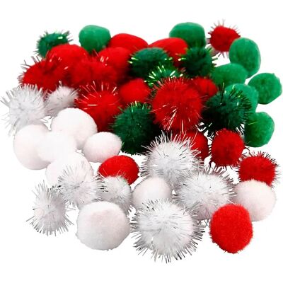 CC Hobby Pompons Vert Rouge Blanc Mélangés - Décoration CC Hobby Pompons Vert Rouge Blanc Mélangés - Décoration