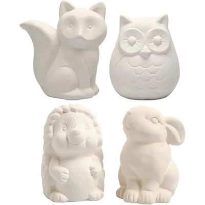 CC Hobby Dieren Spaarpot - Uil, Vos, Egel, Haas - 4st. CC Hobby Dieren Spaarpot - Uil, Vos, Egel, Haas - 4st.