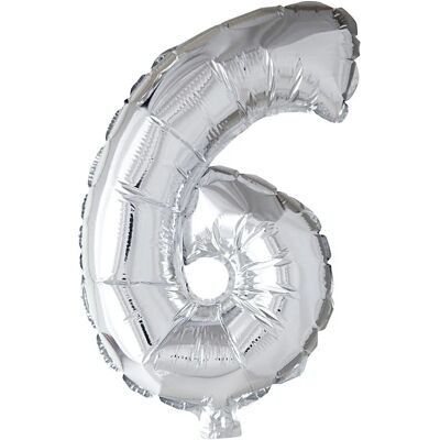 Creativ Company CCH-59190 Sølv folieballon - 41cm Nummer 6 Creativ Company CCH-59190 Sølv folieballon - 41cm Nummer 6