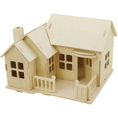 Kit de construction en bois 3D CC Hobby - Maison avec terrasse Kit de construction en bois 3D CC Hobby - Maison avec terrasse