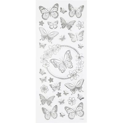 CC Hobby Zilveren Vlinders Stickers - Vel 10x24 cm CC Hobby Zilveren Vlinders Stickers - Vel 10x24 cm