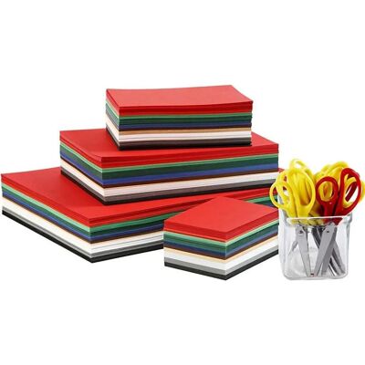 Colortime - Julkartong und Scheren - Mixed Farben - A3-A6 180 g - Bastelset Colortime - Julkartong und Scheren - Mixed Farben - A3-A6 180 g - Bastelset