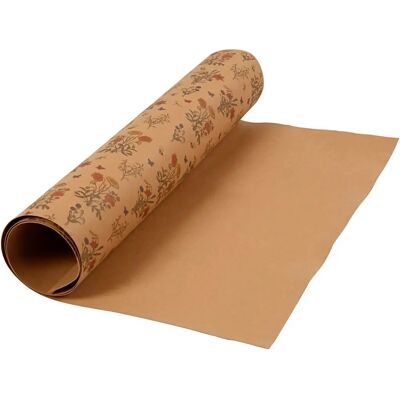 CC Hobby Kunstlæderpapir - 49,5cm, Lys brun, Blomstret print - Papir CC Hobby Kunstlæderpapir - 49,5cm, Lys brun, Blomstret print - Papir