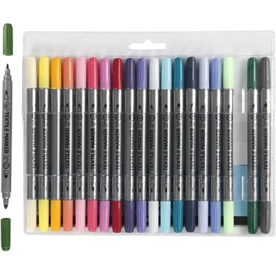 Marker tekstylny wielokolorowy Creativ Company - 20 sztuk - Cienka/kula końcówka Marker tekstylny wielokolorowy Creativ Company - 20 sztuk - Cienka/kula końcówka