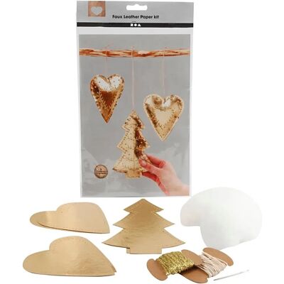 CC Hobby CCH-498826 Ornements de Noël en faux cuir doré - Décoration de Noël CC Hobby CCH-498826 Ornements de Noël en faux cuir doré - Décoration de Noël