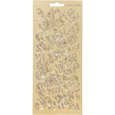Autocollants Papillons Dorés CC Hobby - Feuille 10x23 cm - Autocollant Autocollants Papillons Dorés CC Hobby - Feuille 10x23 cm - Autocollant