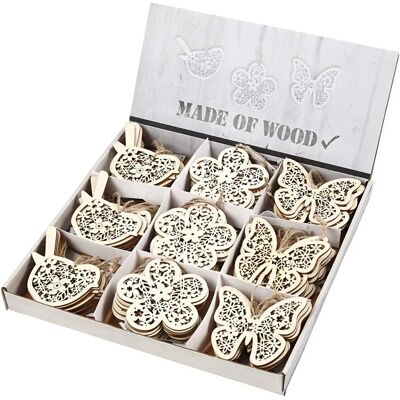 Trädekorationer Creativ Company - 90 st - 10x10 cm - Naturlig - Träfigurer Set Trädekorationer Creativ Company - 90 st - 10x10 cm - Naturlig - Träfigurer Set