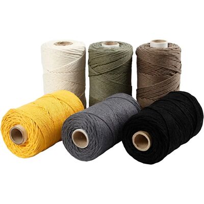 CC Hobby Schnur für Makramee - Bunte Farben, 2mm, 6x330g-Set CC Hobby Schnur für Makramee - Bunte Farben, 2mm, 6x330g-Set