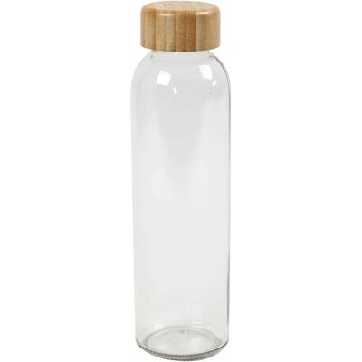 Creativ Company Vattenflaska - 500ml glas med bambuslock Creativ Company Vattenflaska - 500ml glas med bambuslock