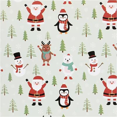 CC Hobby Ice Blue Wrapping Paper - Santa Snowman Reindeer - 100m CC Hobby Ice Blue Wrapping Paper - Santa Snowman Reindeer - 100m