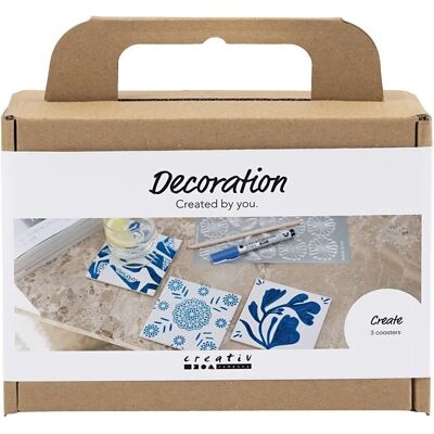 Creativ Company 977782 Drawing Set - Blue, Porcelain Coasters, Mini Kit Creativ Company 977782 Drawing Set - Blue, Porcelain Coasters, Mini Kit
