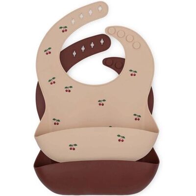 Konges Sløjd Baby Lätzchen - 2er-Pack Silikon Cherry/Mocca - One Size - Baby Lätzchen Konges Sløjd Baby Lätzchen - 2er-Pack Silikon Cherry/Mocca - One Size - Baby Lätzchen
