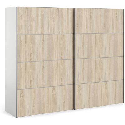 Ebuy24 Veto Skyvedørsgarderobe - 2 Dører, 243cm, Hvit, Eik Dekor Ebuy24 Veto Skyvedørsgarderobe - 2 Dører, 243cm, Hvit, Eik Dekor