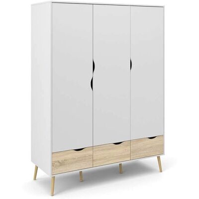 Andas Oslo Kleiderschrank - Skandinavisches Design, 4 Einlegeböden, 3 Schubladen Andas Oslo Kleiderschrank - Skandinavisches Design, 4 Einlegeböden, 3 Schubladen