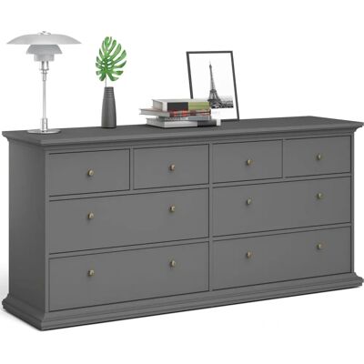 HOME AFFAIRE Paris Sideboard - 8 Schubladen, MDF, Grau, 183cm HOME AFFAIRE Paris Sideboard - 8 Schubladen, MDF, Grau, 183cm