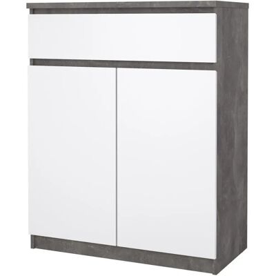 Tvilum Naia Sideboard - Beton & Weiß Hochglanz - Modern, 80cm Tvilum Naia Sideboard - Beton & Weiß Hochglanz - Modern, 80cm