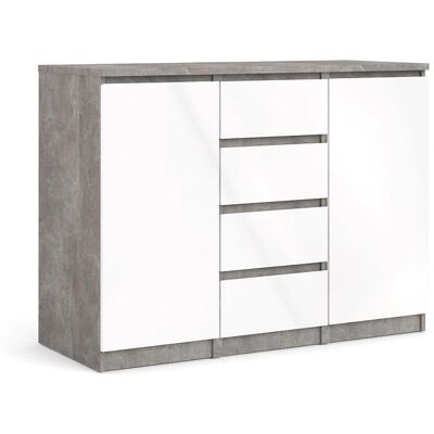 Home Affaire Naia Sideboard - 4 Skuffer, 2 Dører - Moderne, Betong & Hvit Høyglans Home Affaire Naia Sideboard - 4 Skuffer, 2 Dører - Moderne, Betong & Hvit Høyglans